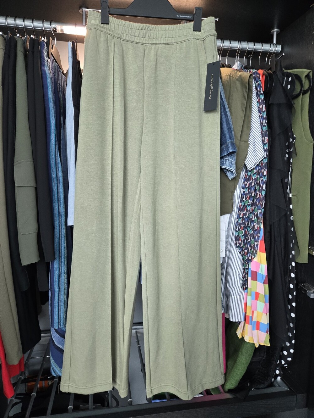 Donna Karan Olive Green Wide-Leg Lounge Pants